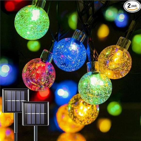 Solar Lights for Outside, 2-Pack 60 LED Solar Multi Color Globe Lights - Picture 7 of 7